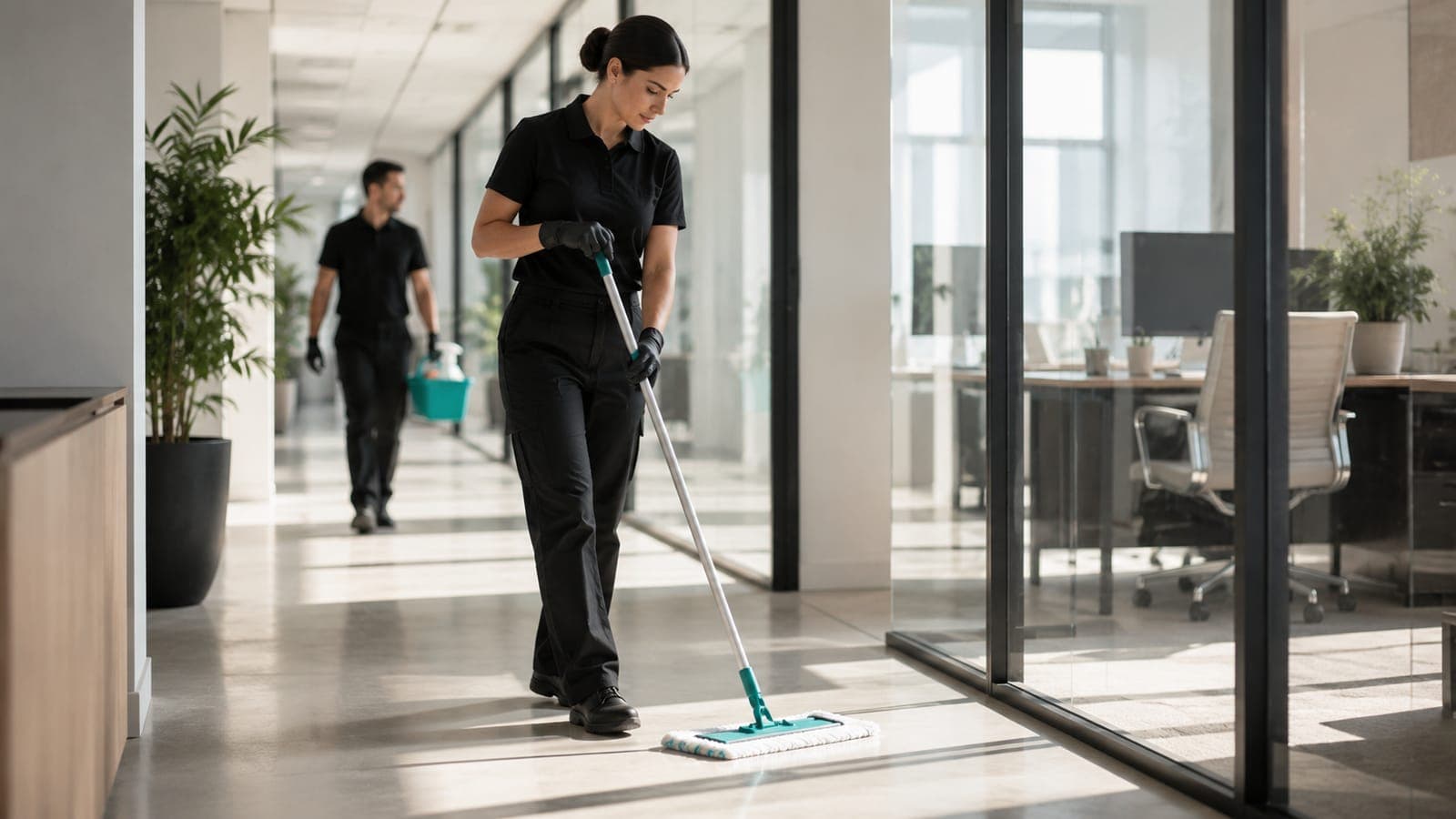 Bodenreinigung im Flur eines Gewerbeobjekts in Ostfildern